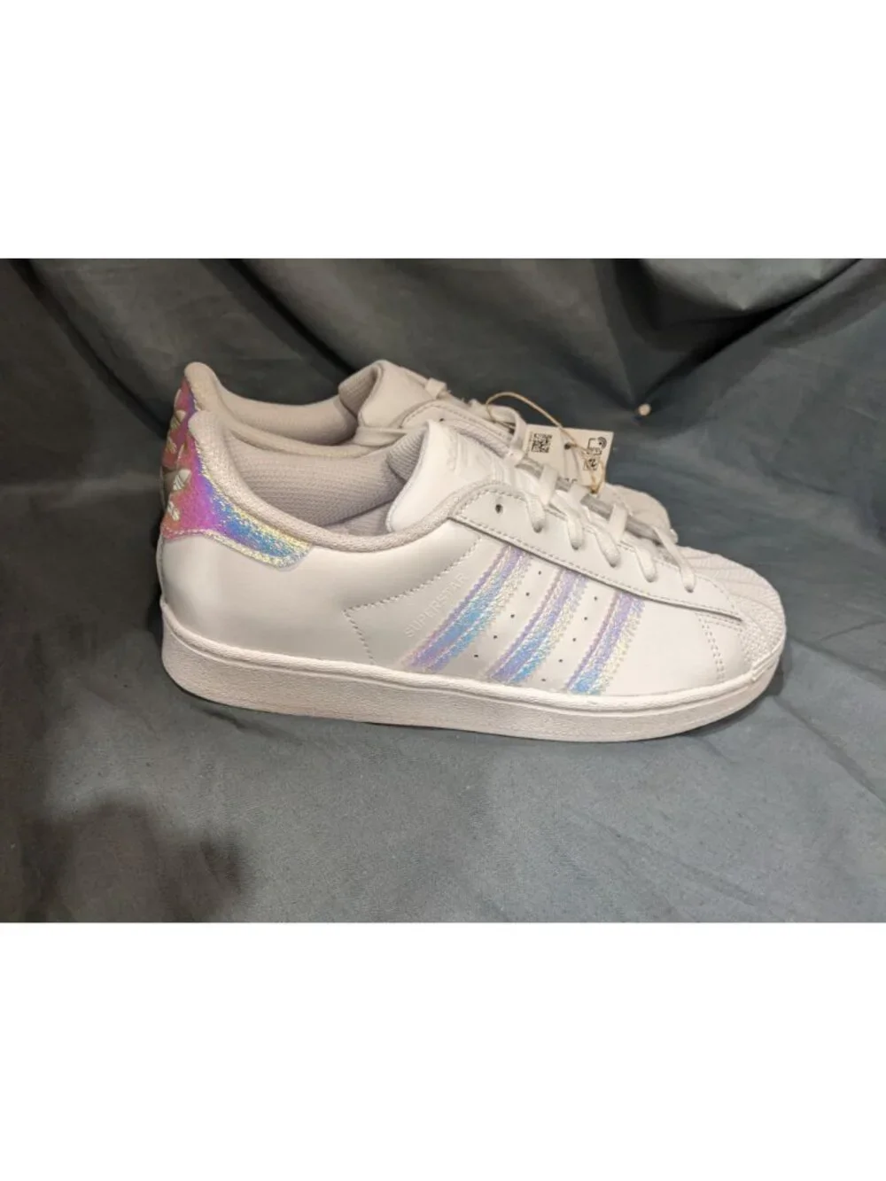 Adidas Superstar C Sneakers White/Halo Blue JQ1789 Girls Size 3 NEW NO BOX!